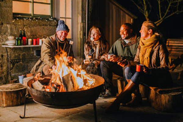 Friends by a Fire Pit