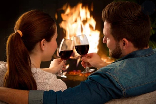 Couple in Front of a Fire