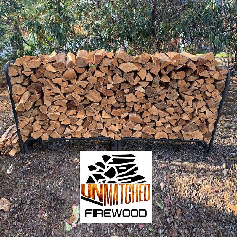 Firewood Stacked on a Back Yard Rack